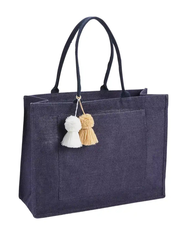 Jute tote navy — classic reusable tote bag, gift for her