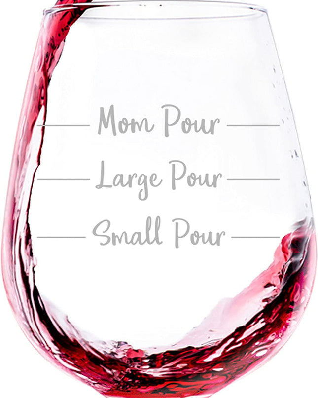 Mom's Pour Lines wine glass — funny gift for moms