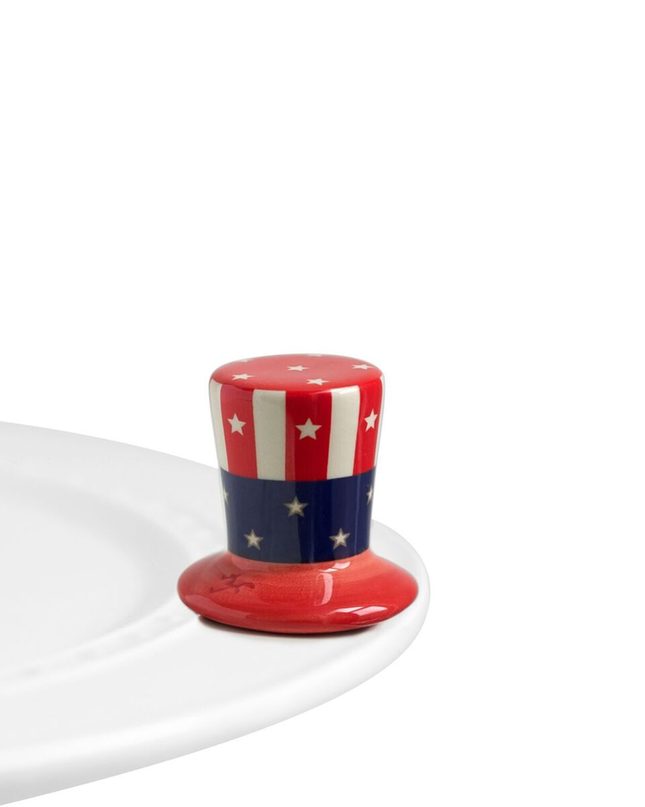 Nora Fleming Uncle Sam Hat Mini — Fourth of July decorative attachment for Nora Fleming serveware