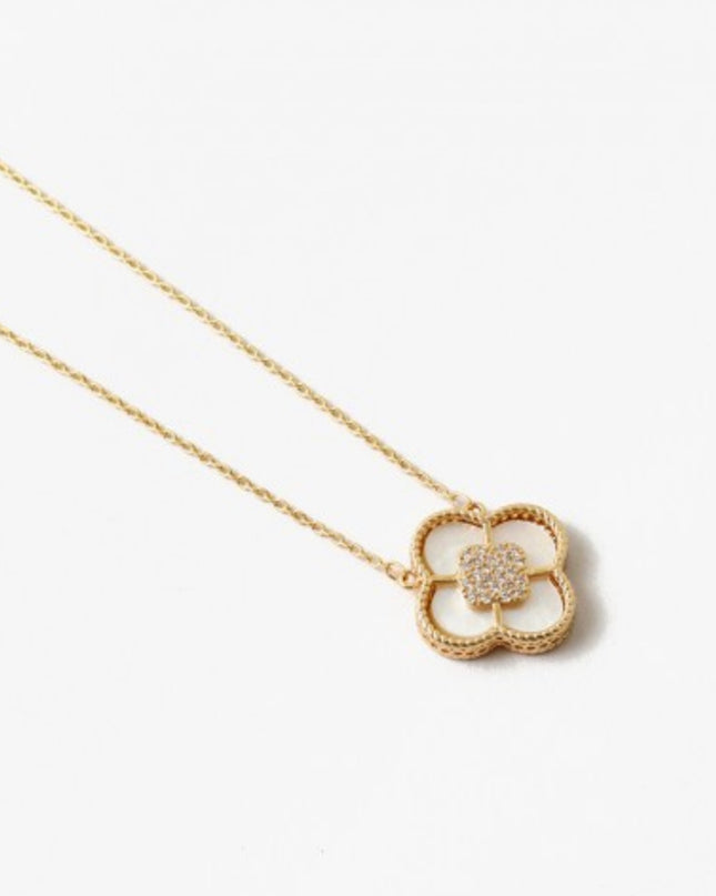 Mother of Pearl gold clover necklace — St. Patrick's Day and everyday jewelry gift
