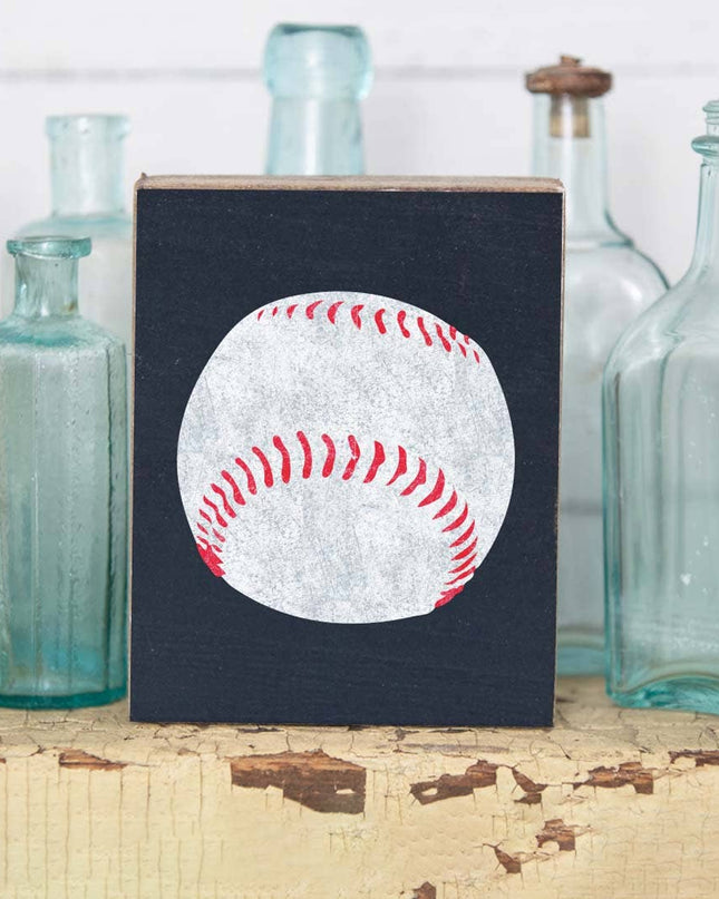 Baseball decorative wooden block — sports home decor, Father's Day and baseball fan gift