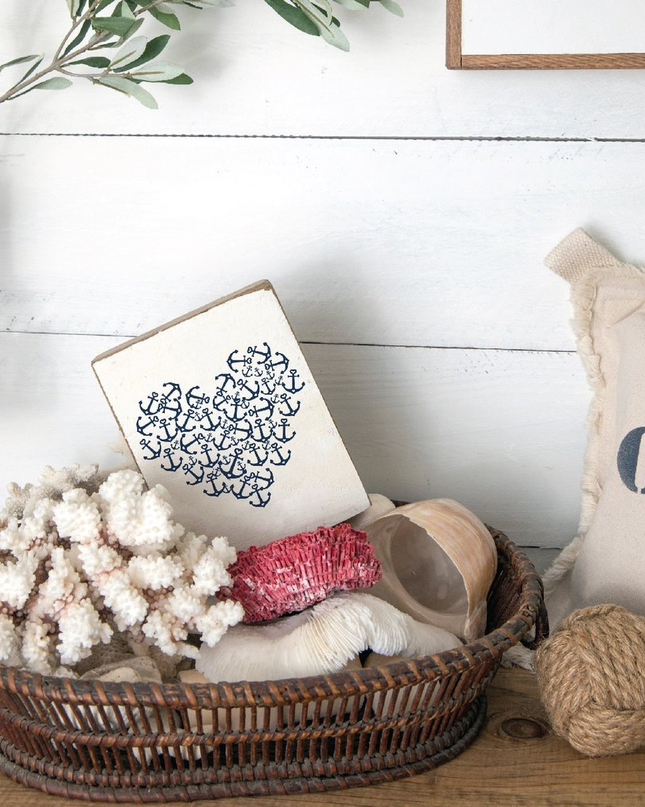 Rustic anchor heart block — alternate view showing full design