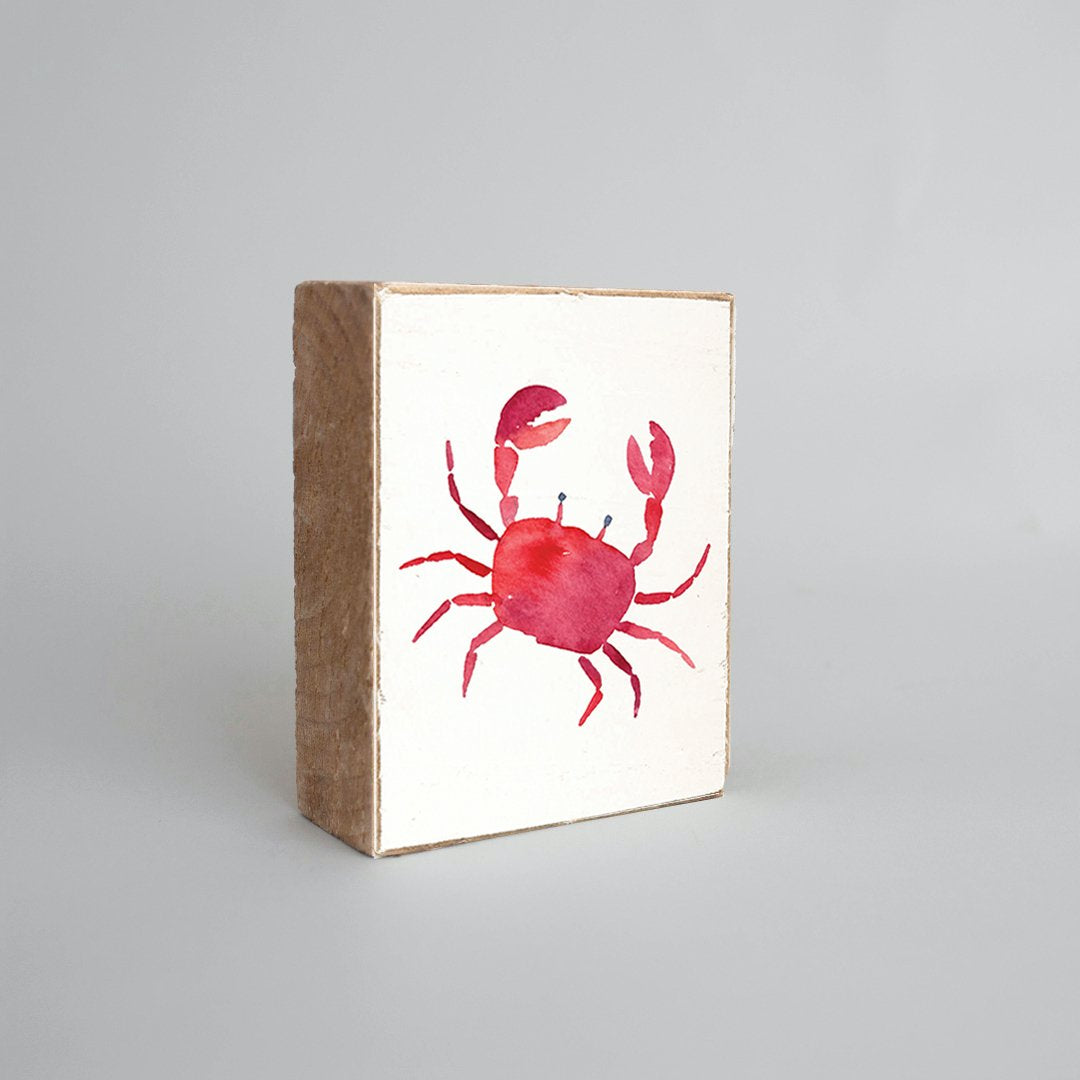 Watercolor Crab Decorative Wooden Block