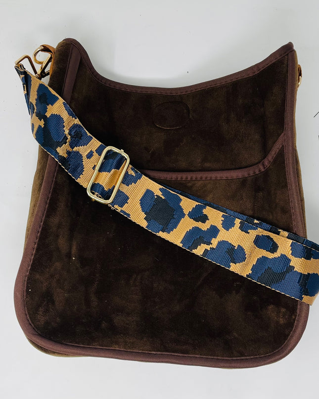 Velvet messenger bag — shown from side angle