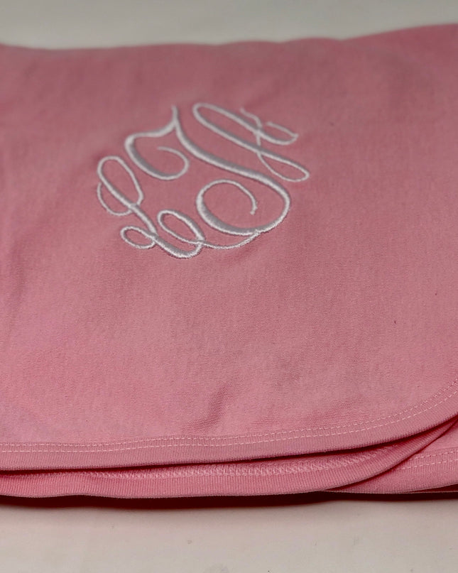 Personalized cotton receiving blanket — embroidered name included, baby shower gift