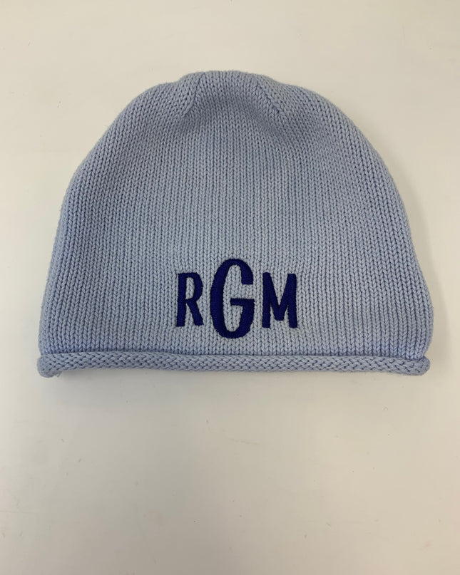 Personalized roll hat — shown on baby