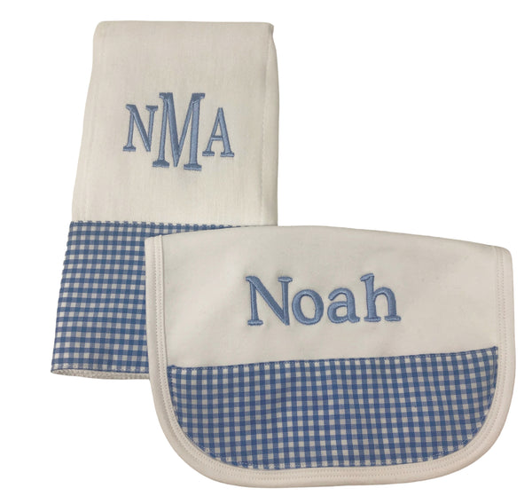 Personalized  Bib and Burp Cloth Set