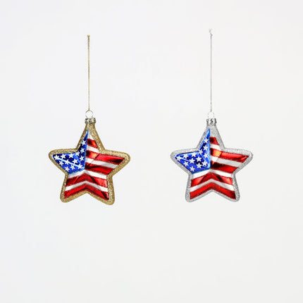 USA star ornament — patriotic Fourth of July and Christmas tree ornament