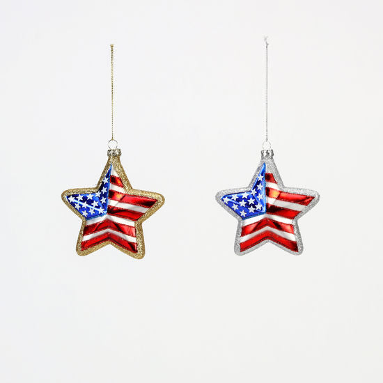 USA star ornament — patriotic Fourth of July and Christmas tree ornament