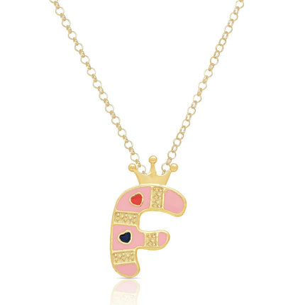 Children's initial pendant — close up showing letter detail