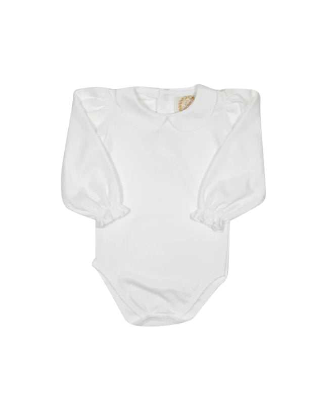 Maude's Peter Pan pima long sleeve onesie — classic baby clothing, baby shower gift
