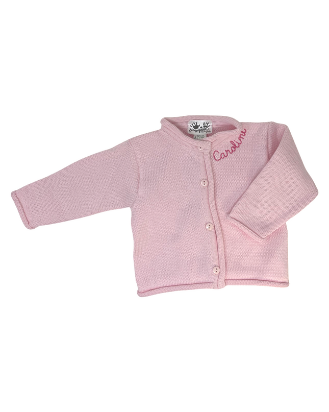 Personalized rollneck button down sweater — embroidered monogram, baby and toddler gift