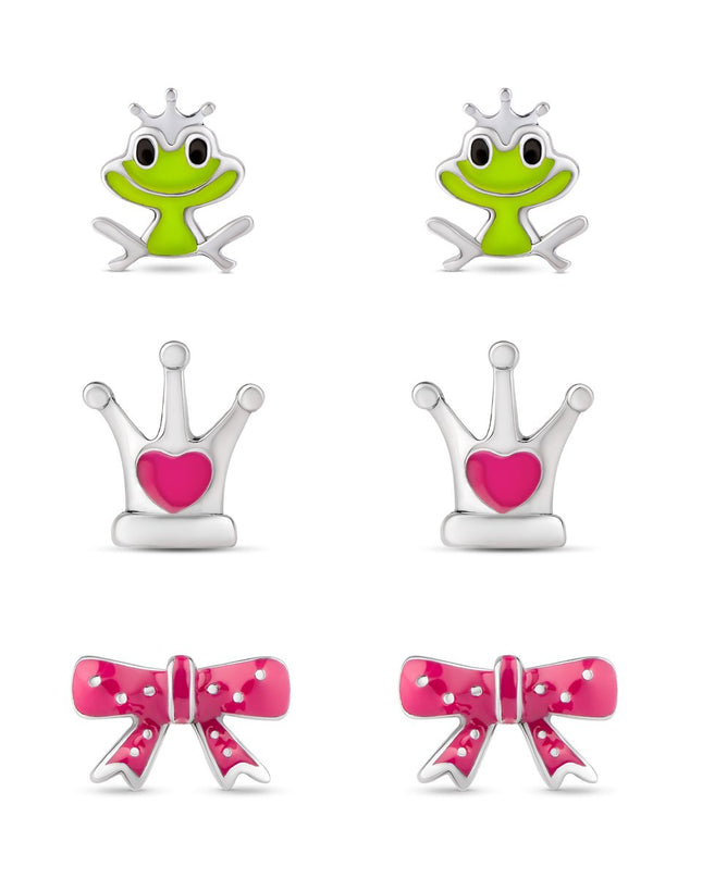 Princess fairytale stud earring set — children's jewelry, birthday and holiday gift