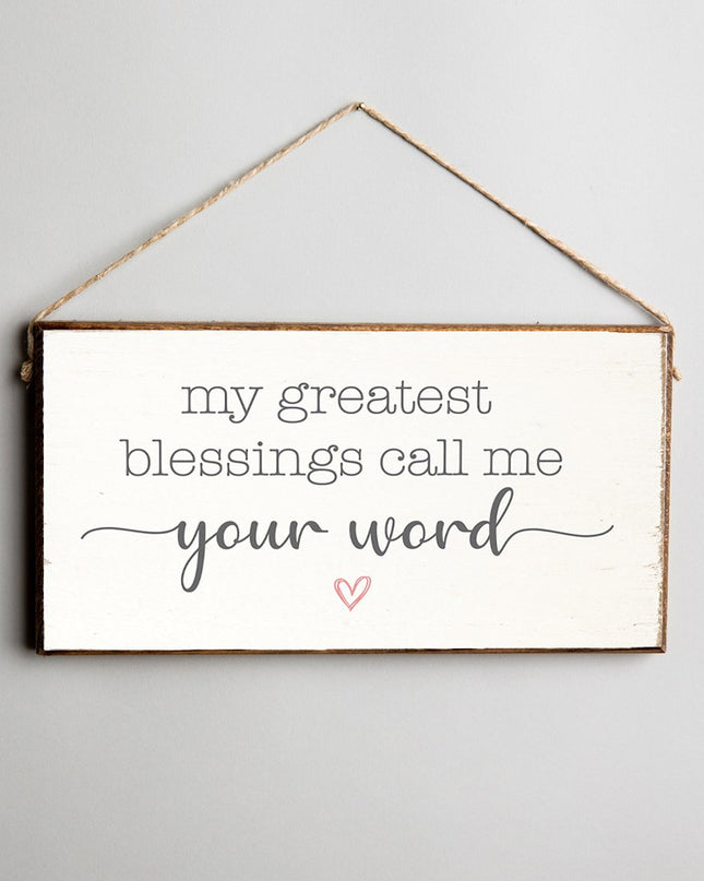 Personalized Greatest Blessings twine hanging sign — custom name, faith and home decor gift