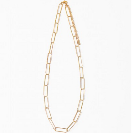 Chunky paper clip necklace — trendy gold tone jewelry, gift for her