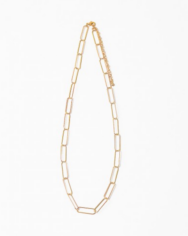 Chunky paper clip necklace — trendy gold tone jewelry, gift for her