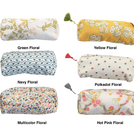Large cotton makeup pouch — fun accessory bag, gift for her
