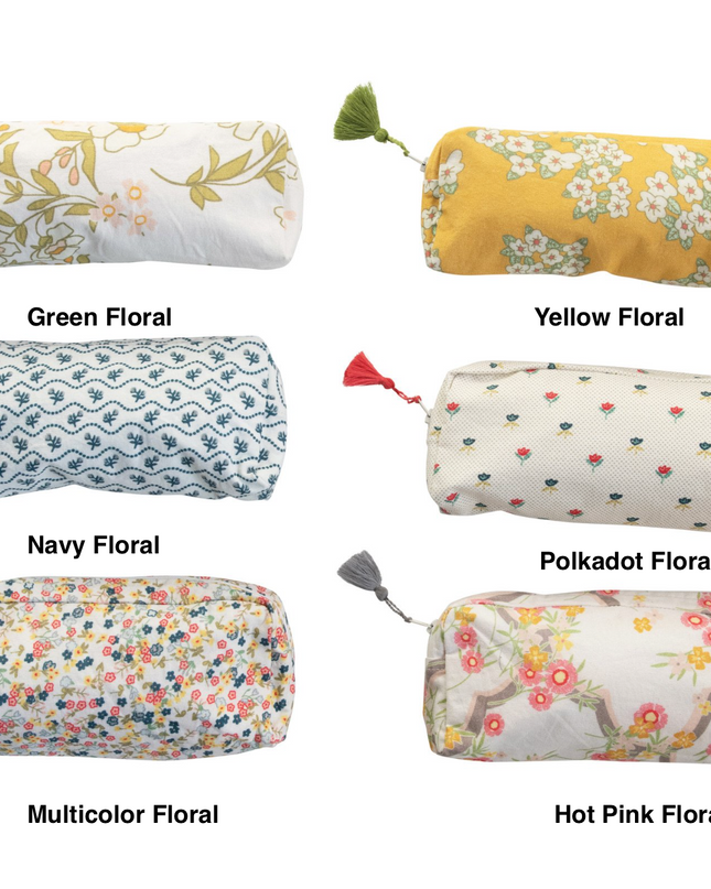 Large cotton makeup pouch — fun accessory bag, gift for her