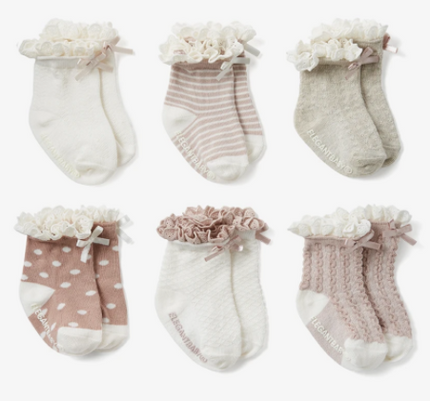 Classic pink non slip baby socks — alternate view showing full pack