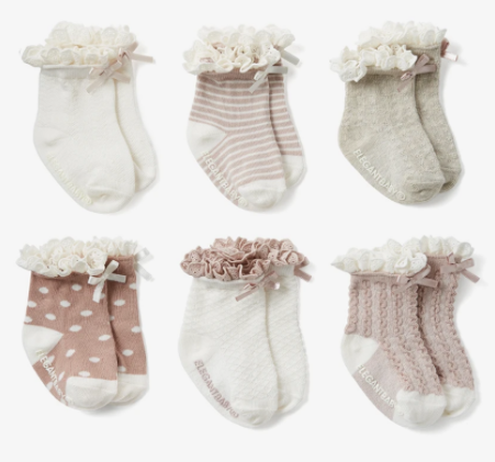 Classic pink non slip baby socks — alternate view showing full pack