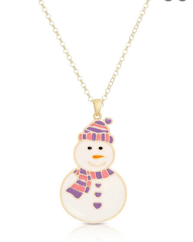 Snowman pendant necklace — children's jewelry, Christmas and winter gift