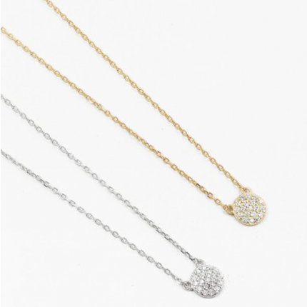 Dainty clear disk necklace — delicate jewelry, birthday and everyday gift for her