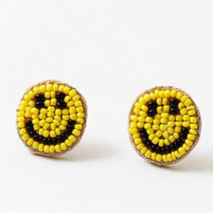 Beaded smile face earrings — fun playful jewelry, birthday gift for her