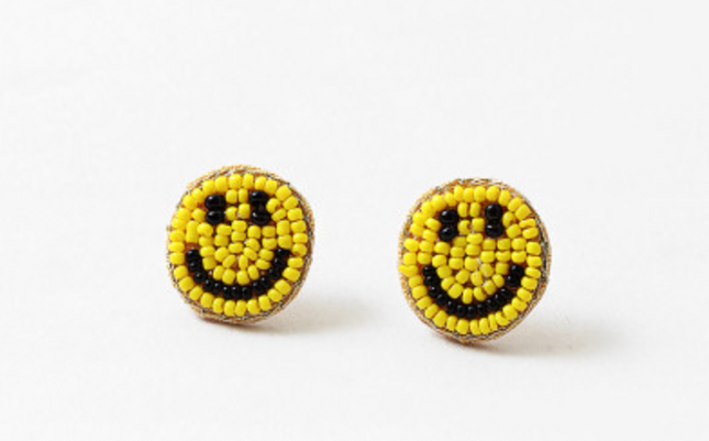 Beaded smile face earrings — fun playful jewelry, birthday gift for her