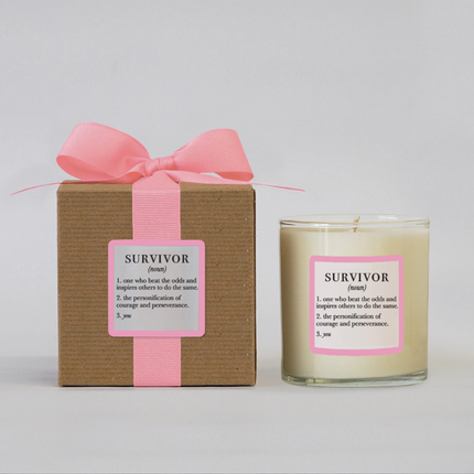 Survivor Definition scented candle — inspirational gift for cancer survivors and fighters