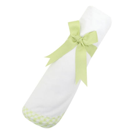 Green check swaddle blanket — soft gender neutral baby shower gift