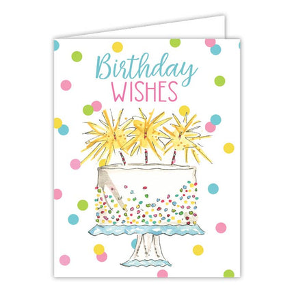 Birthday Wishes white cake with sparklers greeting card — fun birthday card
