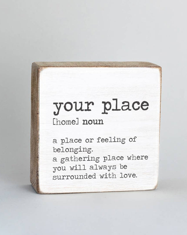 Personalized Rockville Centre rustic square block definition — local RVC gift, custom vinyl included