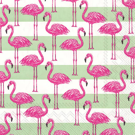 Rosanne Beck flamingo stripe cocktail napkin — tropical entertaining and hostess gift