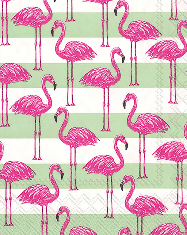 Rosanne Beck flamingo stripe cocktail napkin — tropical entertaining and hostess gift
