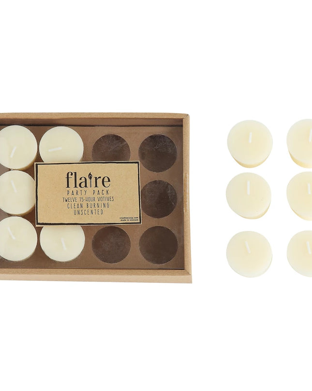Unscented votive candles in box set of 12 — elegant entertaining and sympathy gift