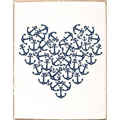 Rustic Block- Anchor Heart