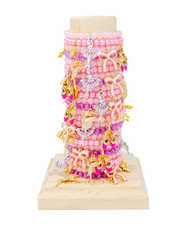 Pink and purple ballet bead bracelet — fun children's jewelry, birthday and dance gift