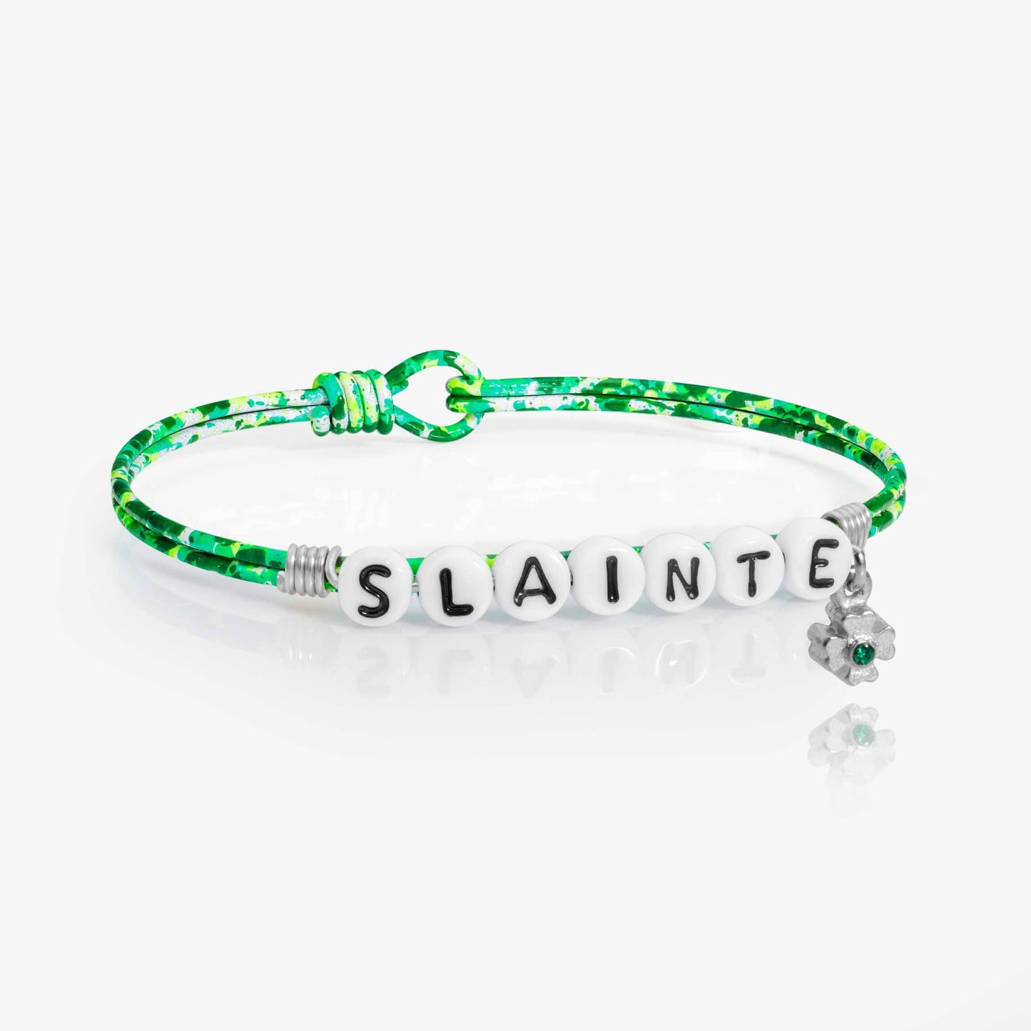 Slainte Splatter Letter Bead Bangle With Lucky Charm