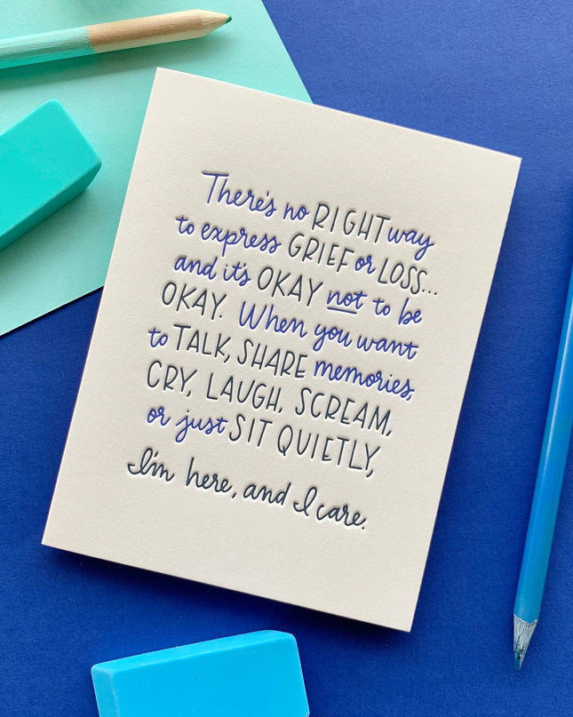 No Right Way to Grieve sympathy card — thoughtful condolence and grief card