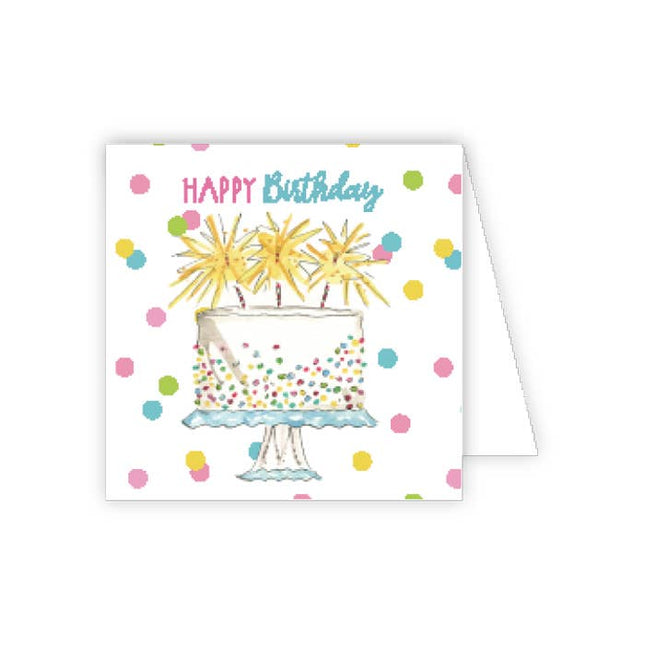 Birthday cake white enclosure card — birthday gift enclosure