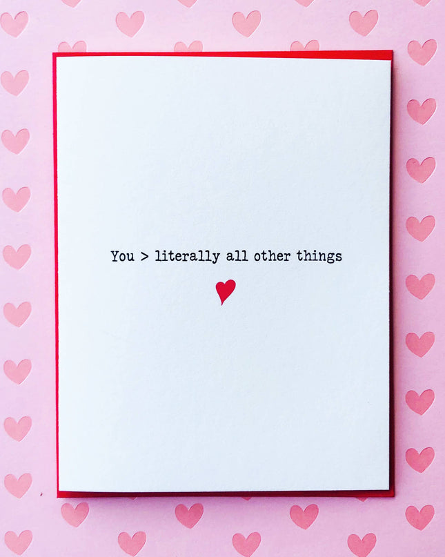You vs All Other Things Valentine love card — funny and sweet Valentine's Day card