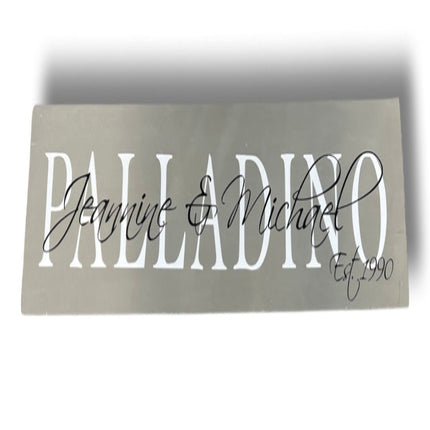 Personalized family name sign 7x36 — custom wooden wall sign, housewarming and wedding gift